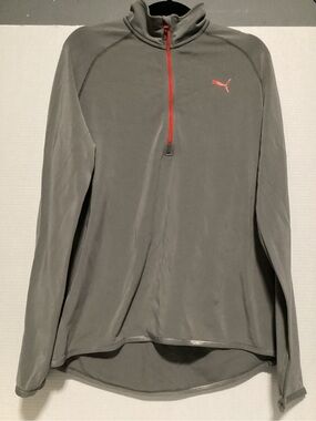 Puma Men’s Gray Performance Quarter-Zip with Red Trim